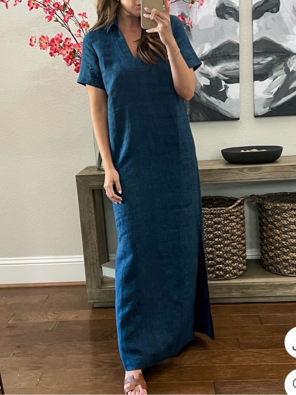 Banana Republic Cruz Indigo Blue Linen Maxi Dress - Picture 9 of 9